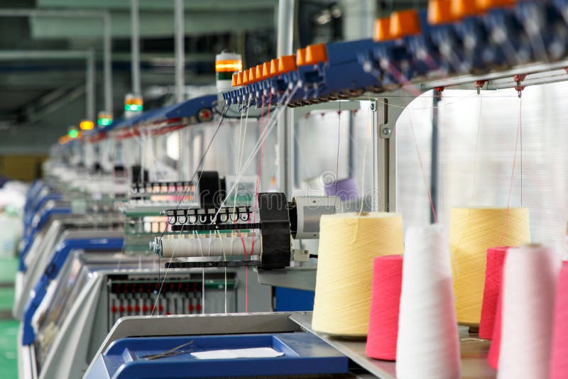Textile Industry With Knitting Machines Stock Image Image Of Plant