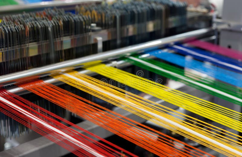 Textil- Maschine Regenbogen farben.