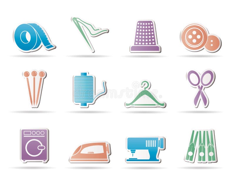 Textile objects and industry icons - icon stock illustration Textile objects and industry icons - icon stock illustration