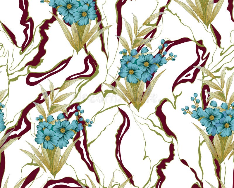 Textile print design with flower