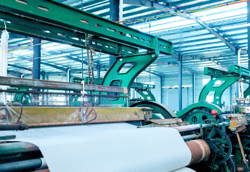 Textile workshop looms stock image