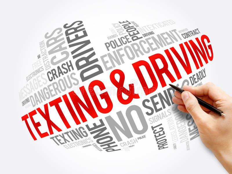 Texting and Driving word cloud collage