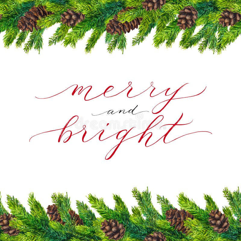 Texto alegre e brilhante na beira do Natal da aquarela ilustração royalty free Texto alegre e brilhante na beira do Natal da aquarela ilustração royalty free