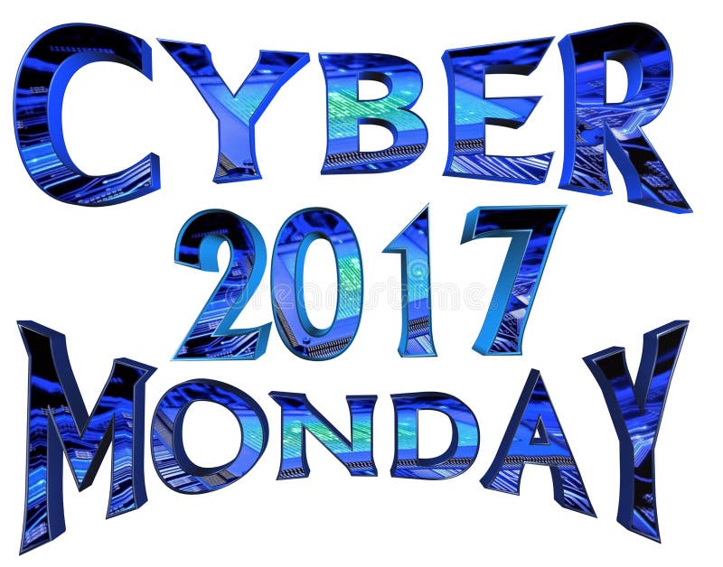 Texto cibernético de lunes 2017 en el fondo blanco libre illustration
