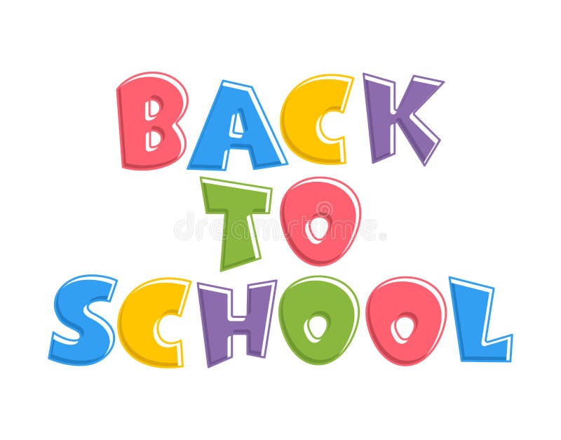 Texto colorido de volta à escola isolada no fundo branco ilustração stock Texto colorido de volta à escola isolada no fundo branco ilustração stock