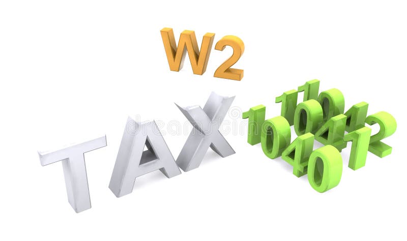 3D illustration of text of different tax documents. 3D illustration of text of different tax documents