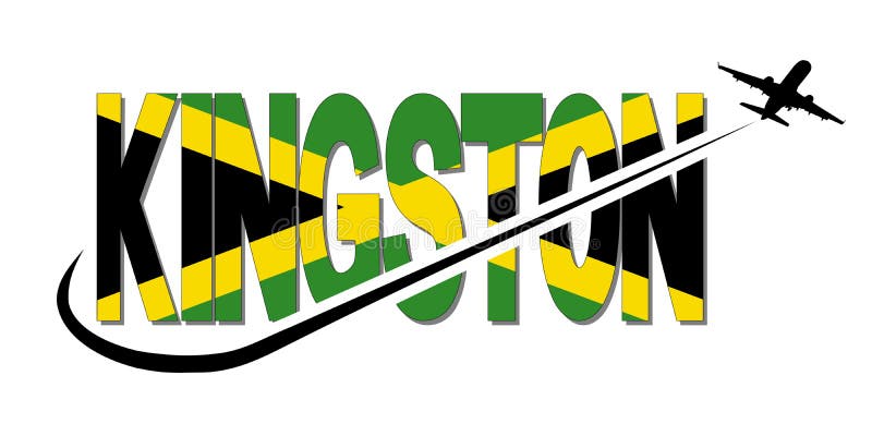 Texto da bandeira de Kingston com ilustração do plano e do swoosh ilustração royalty free Texto da bandeira de Kingston com ilustração do plano e do swoosh ilustração royalty free