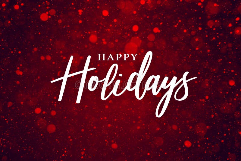Texto de feriados feliz sobre fundo brilhante vermelho festivo. letra de caligrafia mágica de natal com luzes brilhantes. imagem de stock