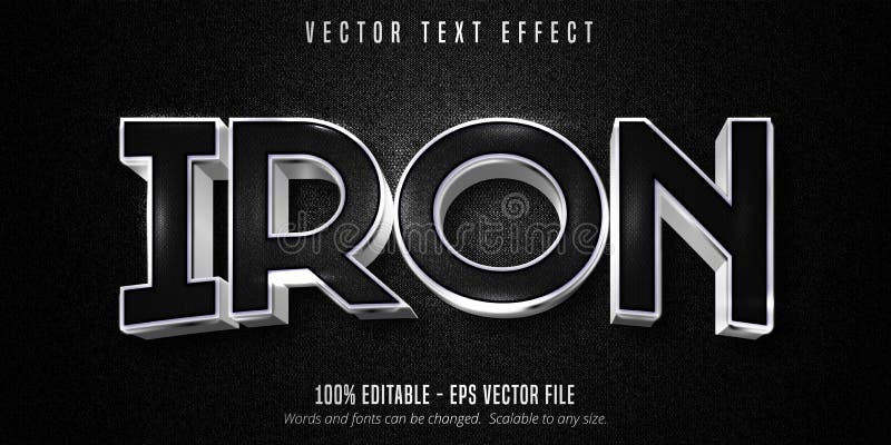 Texto de hierro metálico estilo plateado efecto de texto editable