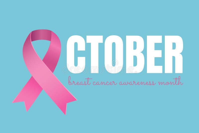 Texto de octubre con concepto rosado del mes de la conciencia del cáncer de la cinta y de pecho stock de ilustración Texto de octubre con concepto rosado del mes de la conciencia del cáncer de la cinta y de pecho stock de ilustración