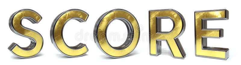 Score 3d rendered gold and silver color text on white. Score 3d rendered gold and silver color text on white
