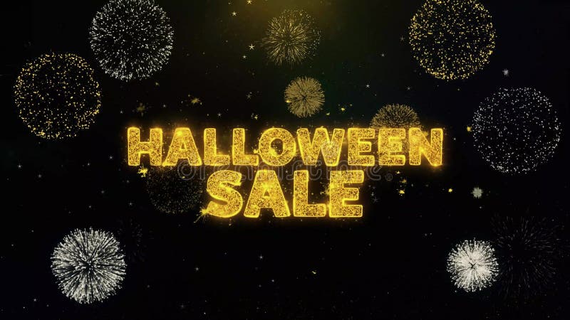 Texto de venta de Halloween sobre partÃ­culas de oro fuegos artificiales