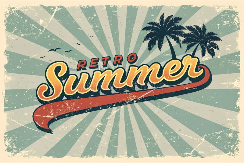 Texto de verano retro en un tema de estilo de color gris generado por ai. Texto de verano retro en un tema de estilo grueso