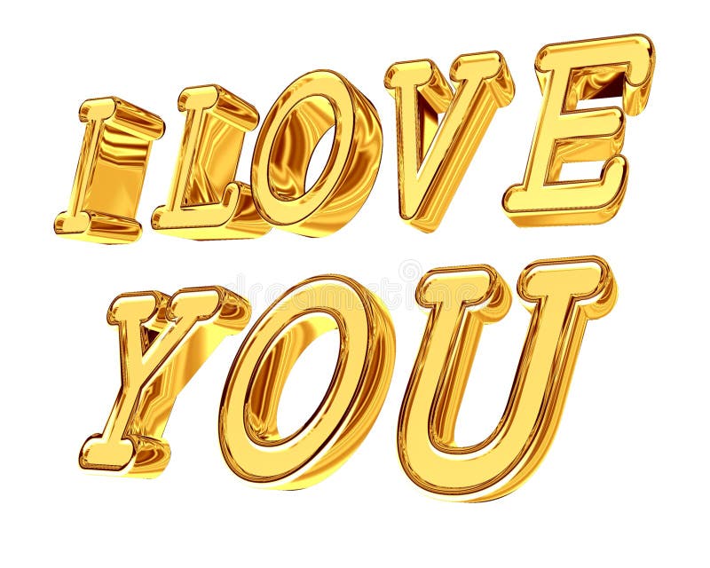 Texto Del Oro Te Amo En El Fondo Blanco Stock de ilustración