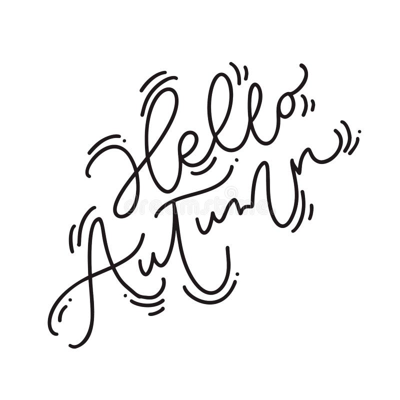 Texto do outono da caligrafia do monoline do vetor olá! Ilustração tirada mão para o cartão isolado no fundo branco ilustração stock Texto do outono da caligrafia do monoline do vetor olá! Ilustração tirada mão para o cartão isolado no fundo branco ilustração stock