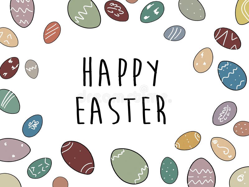 Texto feliz de Pascua en los huevos de Pascua elegantes Ejemplo exhausto de la mano simple moderna, muestra de la tarjeta de feli stock de ilustración Texto feliz de Pascua en los huevos de Pascua elegantes Ejemplo exhausto de la mano simple moderna, muestra de la tarjeta de feli stock de ilustración