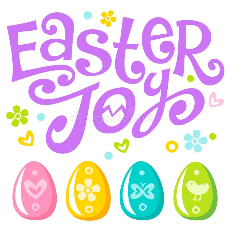 Texto y huevos de la alegría de Pascua de las letras libre illustration Texto y huevos de la alegría de Pascua de las letras libre illustration