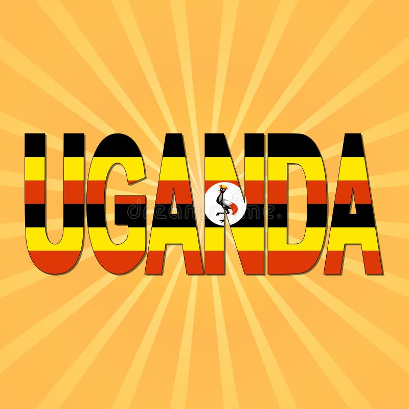 Textul drapelului Uganda cu ilustrație de tip sunburst vector illustration