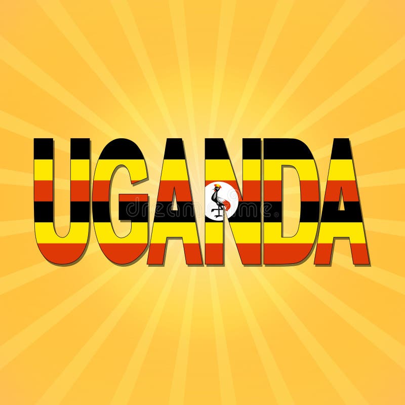 Textul drapelului Uganda cu ilustrație de tip sunburst vector illustration