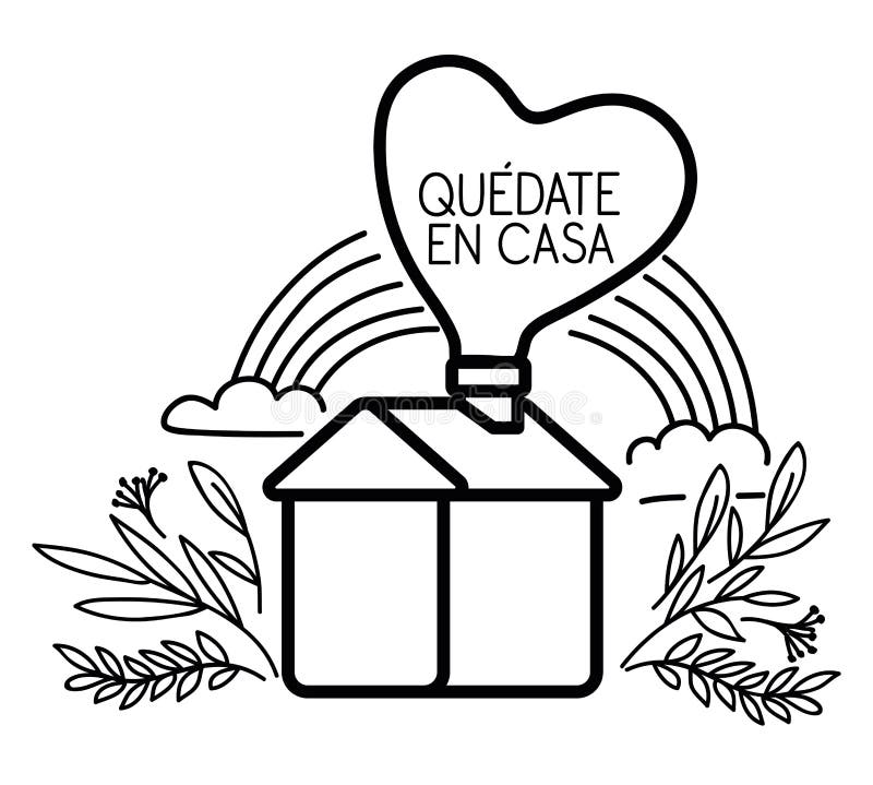 Textul quedate en casa cu inima curcubeului și lasă design vectorial vector illustration