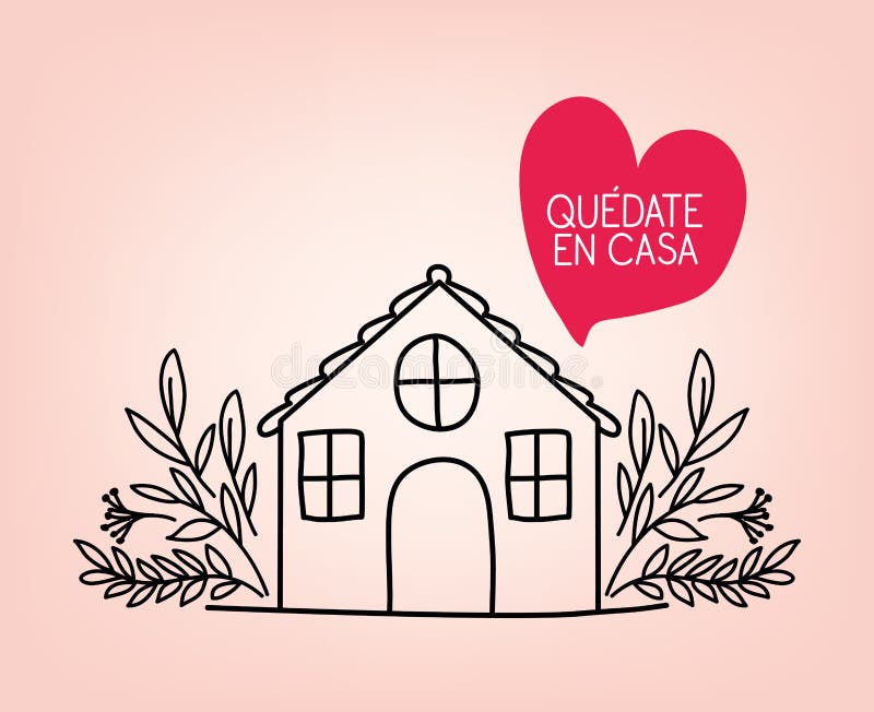 Textul quedate en casa cu inimă de casă și lasă design vectorial stock illustration