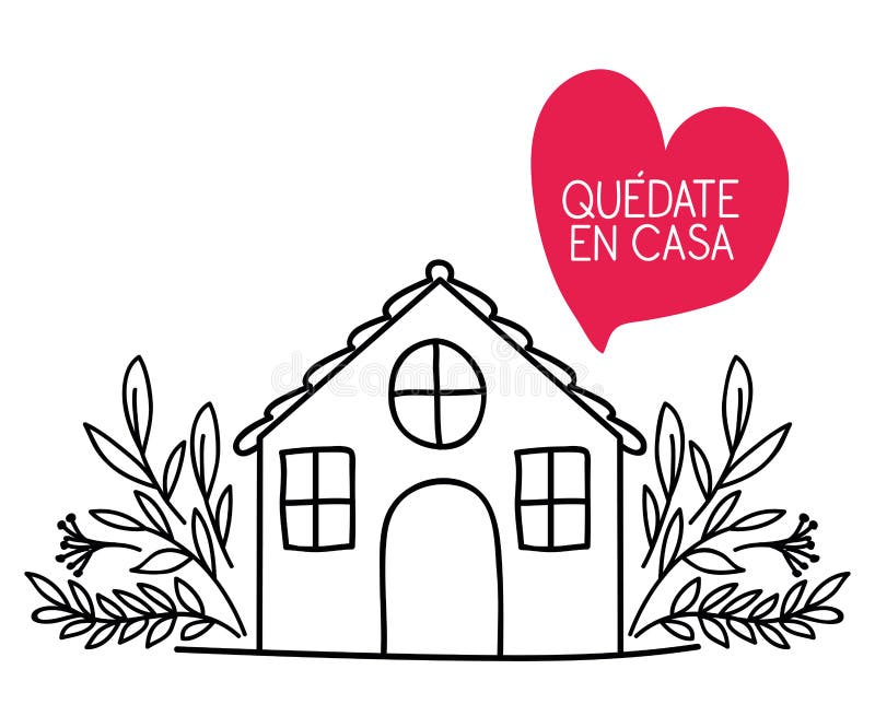 Textul quedate en casa cu inimă de casă și lasă design vectorial royalty free illustration