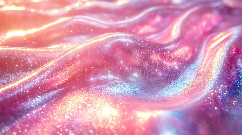 Textura abstractă a țesăturii irizate cu particule strălucitoare suprafață ondulată unde fluide material holografic lichid vector illustration