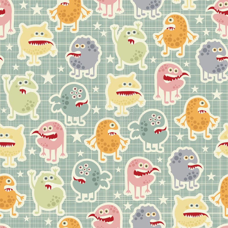 Textura de monstros fofos com estrelas ilustração royalty free