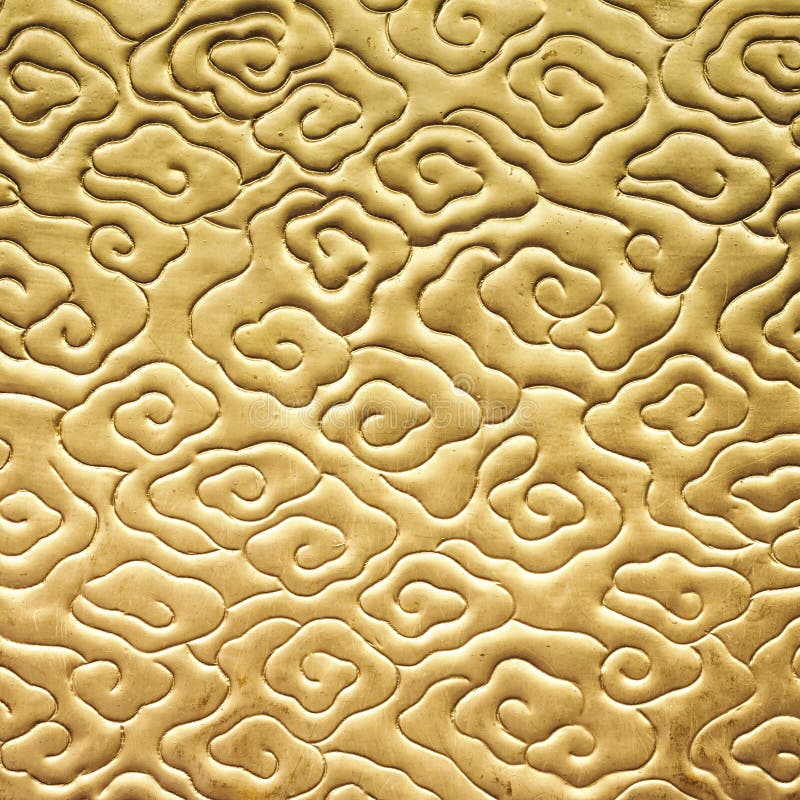 Textura chinesa da cor do ouro do teste padrão da nuvem fotos de stock Textura chinesa da cor do ouro do teste padrão da nuvem fotos de stock