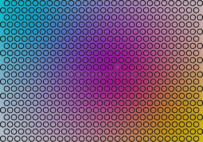 Textura cu silueta heptagonului în linii alternative, curcubeul fundalului tapetului, defalcat în puncte de formă geometrică royalty free illustration