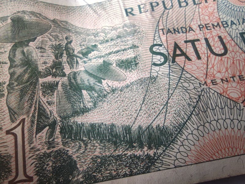 Textura de moeda indonésia com um valor de 1 Rupia em 1961 fotos de stock royalty free