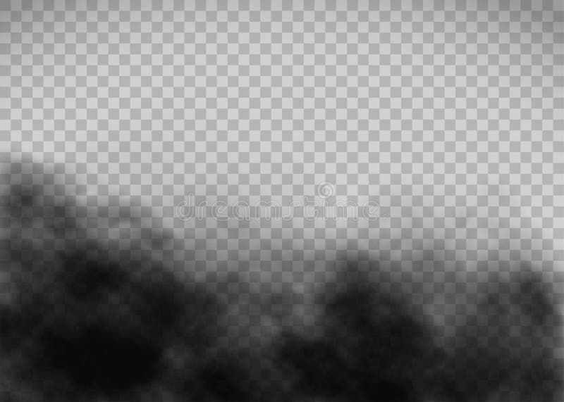 Textura de humo negro sobre fondo transparente Gas de escape de plantilla