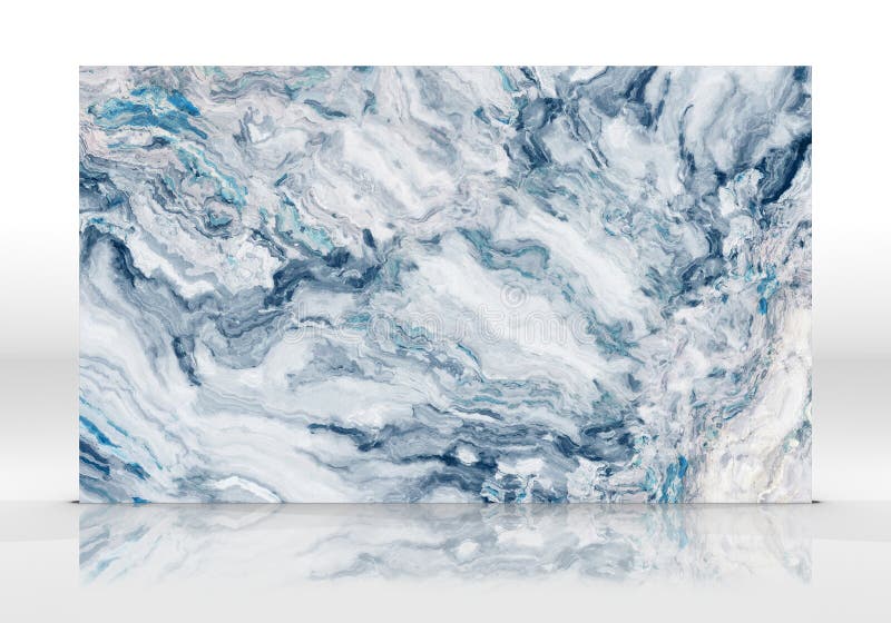 Blue marble tile standing on the white background with reflections and shadows. Texture for design. 2D illustration. Natural beauty. Blue marble tile standing on the white background with reflections and shadows. Texture for design. 2D illustration. Natural beauty