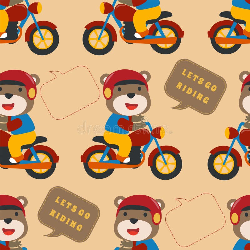 Ilustração Do Vetor De Desenho Animado Engraçado De Animais E Motos. Fundo  Infantil Criativo Para Tecidos Ilustração do Vetor - Ilustração de  motocicleta, cartaz: 213300576