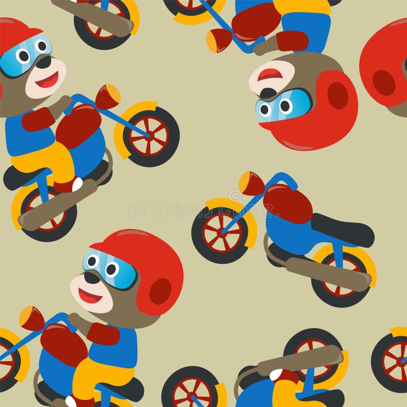 Ilustração Do Vetor De Desenho Animado Engraçado De Animais E Motos. Fundo  Infantil Criativo Para Tecidos Ilustração do Vetor - Ilustração de  motocicleta, cartaz: 213300576