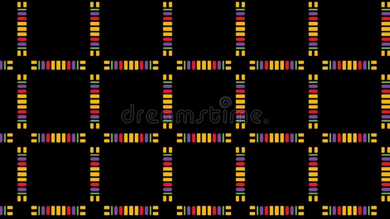 Textura de tejas sin soldadura con una rejilla con estampado en la animación de fondo negro el mosaico de mosaico multicoloreado g ilustración del vector