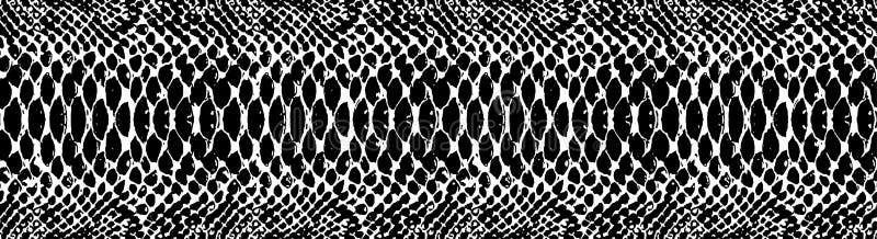 Textura del modelo de la piel de serpiente que repite negro monocromático y blanco inconsútiles Vector Serpiente de la textura Im