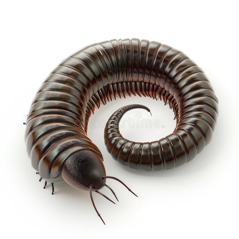 Textura detallada del cuerpo curvado del cierre de Millipede Africano gigante stock de ilustración