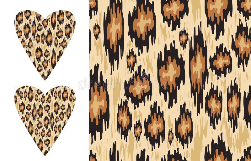 Textura do ikat do leopardo e forma teste padrão do ikat e do coração afligidos do vetor com cópia selvagem ilustração stock Textura do ikat do leopardo e forma teste padrão do ikat e do coração afligidos do vetor com cópia selvagem ilustração stock