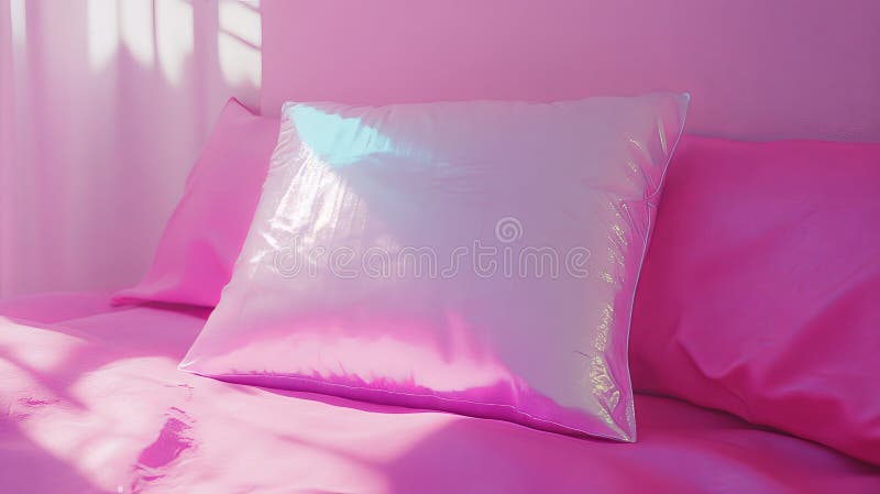 Textura pastelului Dreamy este prezentată pe o țesătură irizantă cu o pernă holografică royalty free stock image