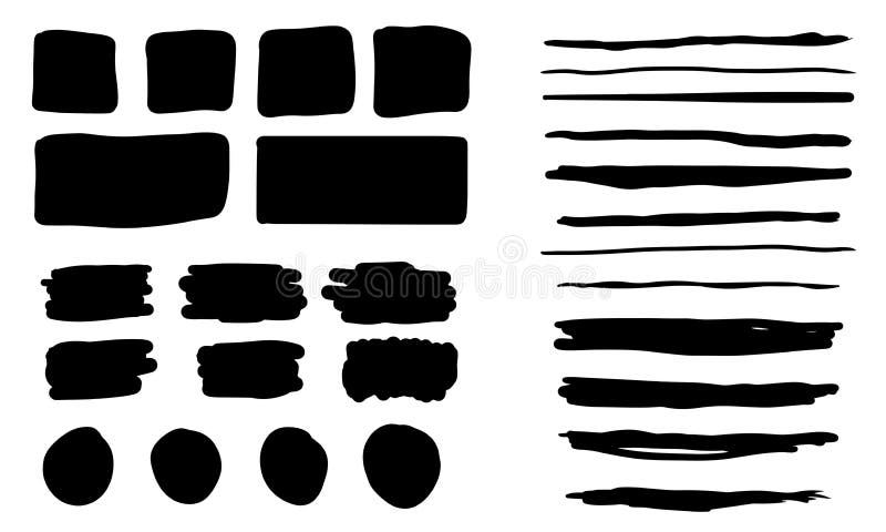 Textura pensulei groasă și dreptunghiulară a măturii desenate manual. buton linie trasată manual și ilustrare vectorială circulară stock illustration