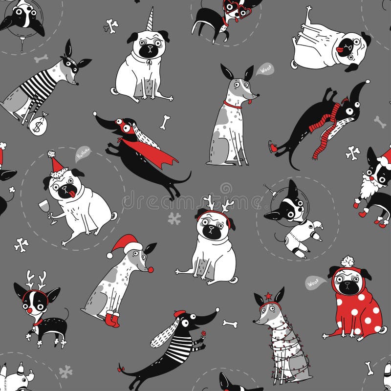 Textura sem emenda engraçada com cães ilustração do vetor Textura sem emenda engraçada com cães ilustração do vetor