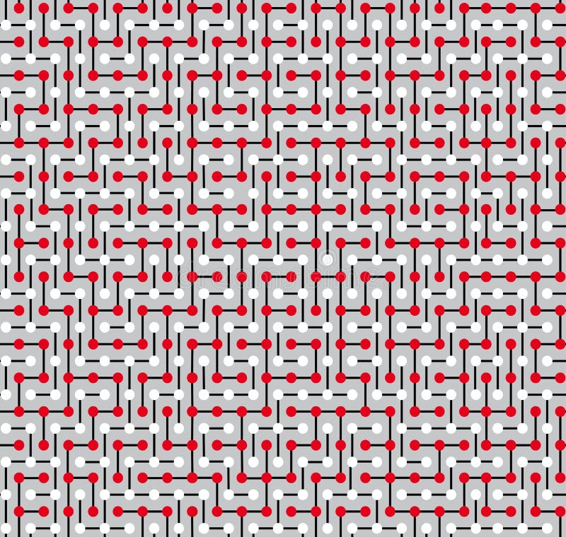 Textura sem emenda, feita sob a forma de um labirinto complexo que consiste nos círculos brancos e vermelhos e nos segmentos bran ilustração royalty free Textura sem emenda, feita sob a forma de um labirinto complexo que consiste nos círculos brancos e vermelhos e nos segmentos bran ilustração royalty free