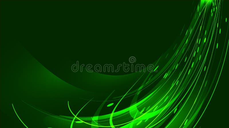 The texture of abstract green magical glowing bright shining neon lines of waves strips of threads of energy vector illustration