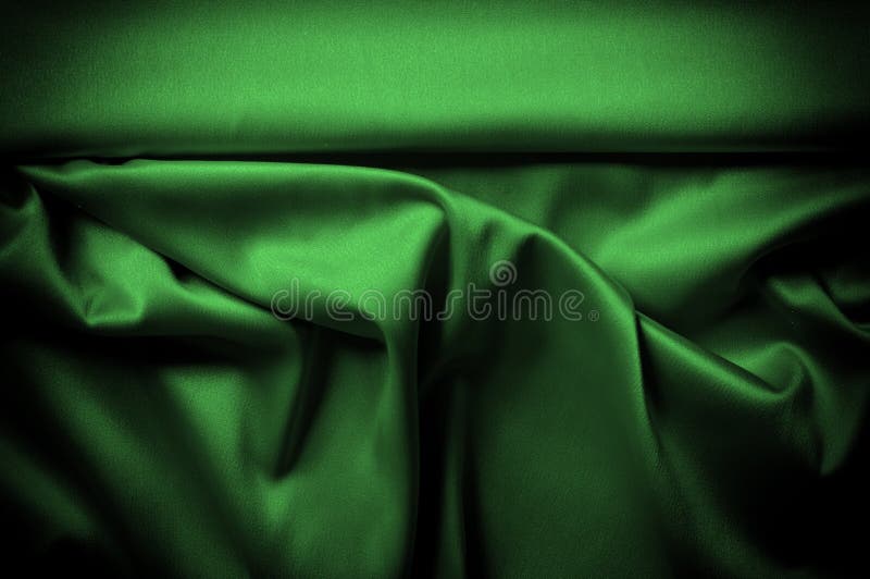 Texture, background, pattern. Fabric silk is dark green. Express vector illustration