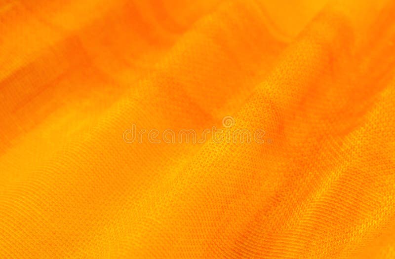 Texture, Background, Pattern. Orange Silk Fabric for Drapery Abstract Background Stock Image