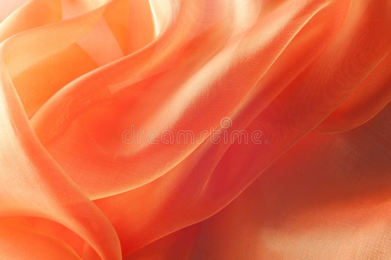 Texture, Background, Pattern. Orange Silk Fabric For Drapery Abs Stock
