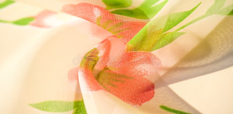 Texture background, pattern, wallpaper. beige silk fabric, red roses print. This silk lightweight fabric with a print is perfect stock photo Texture background, pattern, wallpaper. beige silk fabric, red roses print. This silk lightweight fabric with a print is perfect stock photo