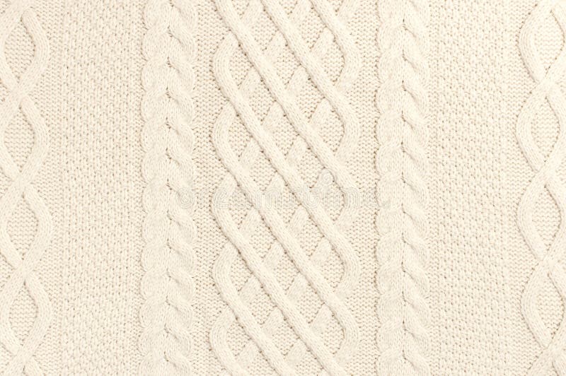 The Texture of Beige Sweater Pullover. Knitted Background. Knitted