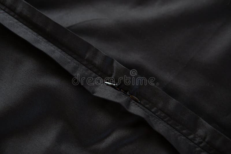 Texture of Black Crumpled Bed Linen with Zipper Stock Image Image of